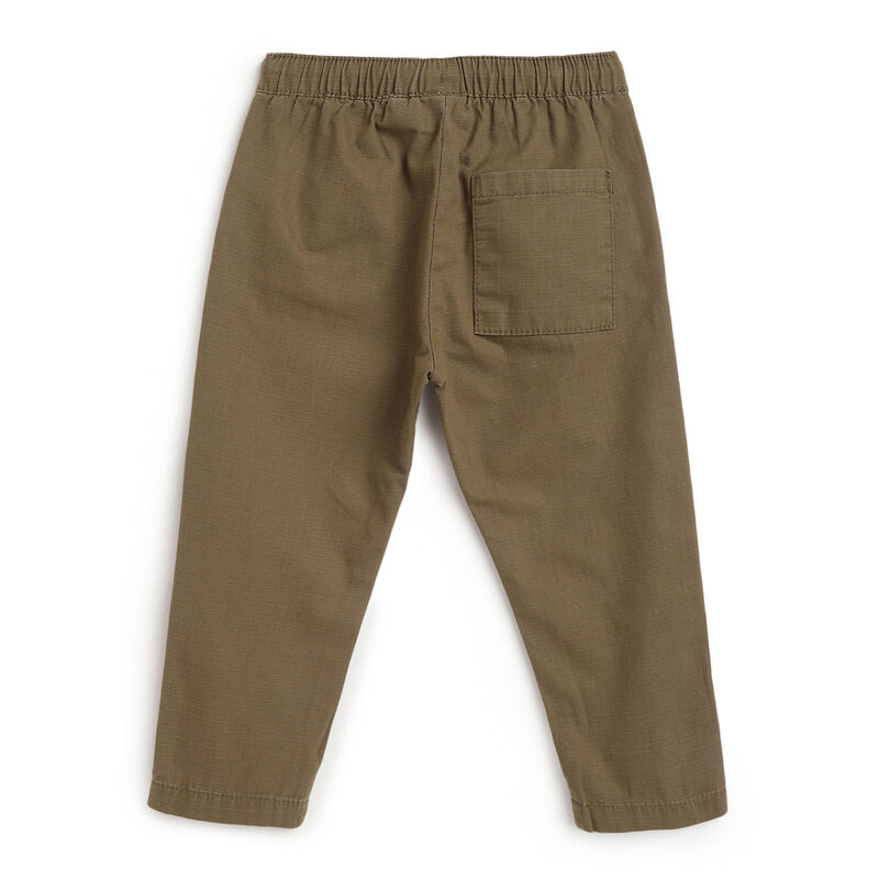 Boys Dark Green Solid Long Trousers image number 1